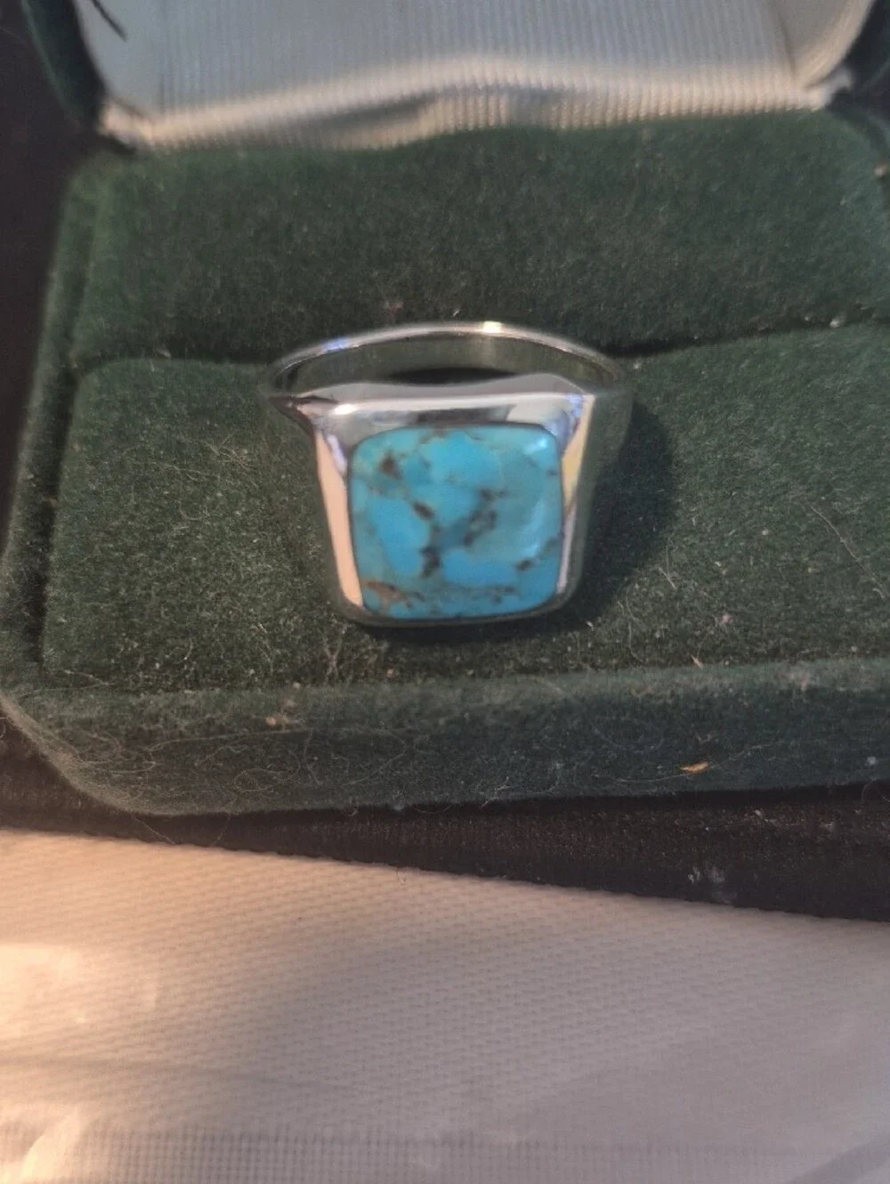 Turquoise Stone Silver Ring - Blue Turquoise Statement Ring